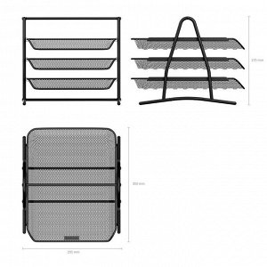 Лоток горизонт 3-х уровневый Erich Krause STEEL, сборный, металлическая сетка, чёрный