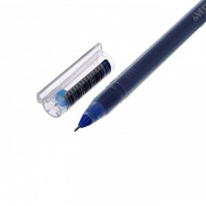 Ручка гелевая 0.5 мм, deVENTE Kilometrico, синие чернила, УВЕЛИЧЕННЫЙ объём чернил, длина 1200 м, прозрачный корпус, одноразовая