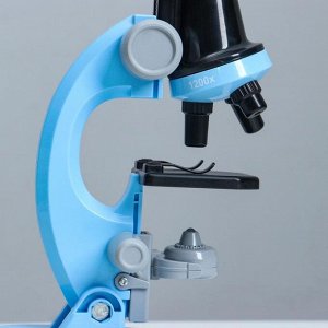 Микроскоп "Юный ботаник" кратность до х1200, синий, подсветка