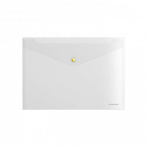 Папка-конверт на кнопке А4, 160 мкм, ErichKrause Glossy Clear, глянцевая, с цветной кнопкой, прозрачная, микс