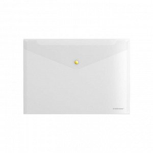 Папка-конверт на кнопке А4, 160 мкм, ErichKrause Glossy Clear, глянцевая, с цветной кнопкой, прозрачная, микс