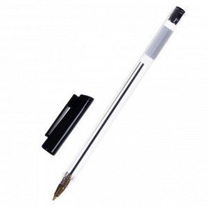 Ручка шариковая 0,7 мм, стержень черный, корпус прозрачный с черным колпачком