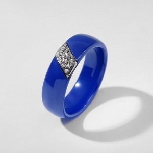 Кольцо керамика "Диагональ", цвет синий, 16 размер