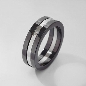 Кольцо керамика "Слайдер", цвет чёрный в серебре, 17 размер