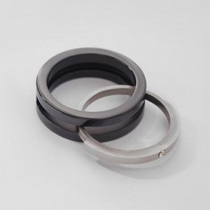 Кольцо керамика "Слайдер", цвет чёрный в серебре, 17 размер