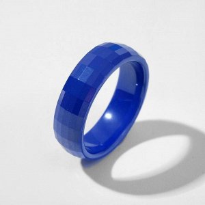 Кольцо керамика "Минимал" огранка прямоугольник мелкий, цвет синий, 17 размер