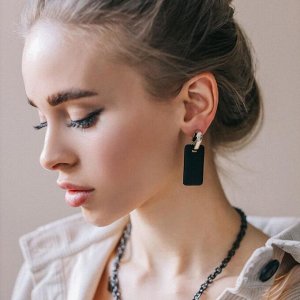 Серьги металл «Прямоугольник» плита, цвет золотисто-чёрный