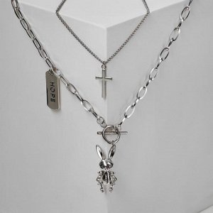 Queen fair Кулон «Цепь» кролик и крестик, цвет серебро, L=56 см