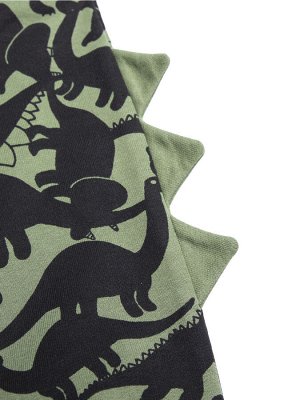 Толстовка Толстовка на молнии с капюшоном. Дизайн дополнен принтом с изображением силуэта динозавров и тканевыми шипами на рукавах. Благодаря свободному крою, и качественному составу идеально подходит