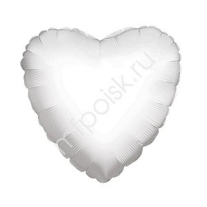 Сердце WHITE 18"/45 см шар фольгированный