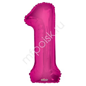 Фигура Цифра 1 розовая 34"/86 см шар фольгированный