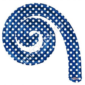 Спираль ROYAL BLUE в горошек 14"/36 см шар фольгированный