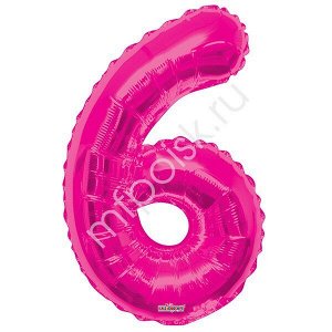Фигура Цифра 6 розовая 34"/86 см шар фольгированный