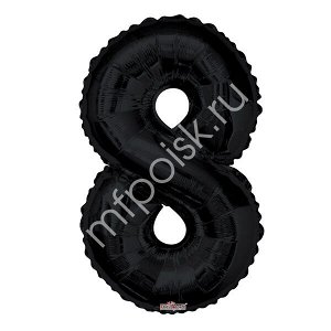 Фигура Цифра 8 черная 34"/86 см Уценка шар фольгированный