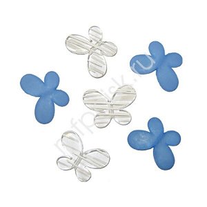 Декоративные бусины Мотылек синие ассорти 3х2,2 см 10 шт