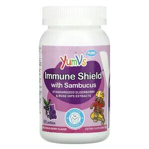 YumV's, Immune Shield с бузиной, со вкусом ягод, 60 желе