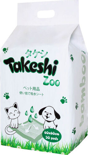 Пеленки гелевые Такеши/TAKESHI ZOO бамбуковые, с липучками 60*60 (в уп.30 шт.)