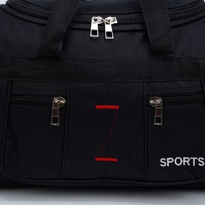 Сумка спортивная, 3 отдела на молниях, 2 наружных кармана, длинный ремень, цвет чёрный