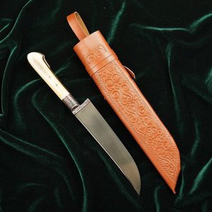 Нож Пчак Шархон малый, рукоять из кости (ёрма), гарда с гравировкой