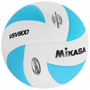 Мяч волейбольный MIKASA VSV800 WB, размер 5, синтетическая пена ТПЕ, клеенный, 8 панелей, бутиловая камера, цвет белый/голубой