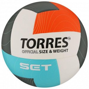 Мяч волейбольный TORRES Set, V32345, р. 5, ТПУ, бутиловая камера, клееный, МИКС