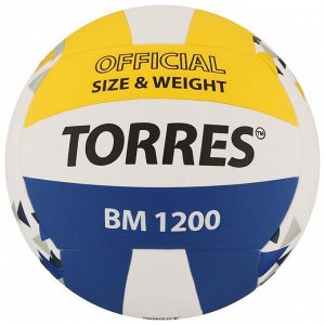 Мяч волейбольный TORRES BM1200, синтетическая кожа (микрофибра), 18 панелей, клееный, размер 5, 284 г