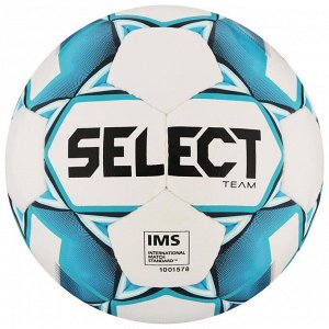 Мяч футбольный SELECT Team IMS, размер 5, IMS, 32 панели, ПУ, ручная сшивка, цвет белый/синий