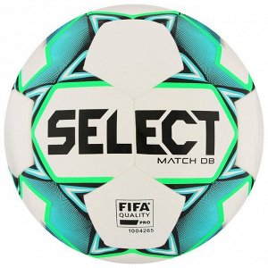 Мяч футбольный SELECT Match DВ FIFA, размер 5, FIFA PRO, 32 панели, ПУ, гибридная сшивка, цвет белый/зелёный/голубой