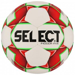 Мяч футзальный SELECT Indoor Five, размер 4, 32 панели, ПУ, ручная сшивка, цвет белый/красный