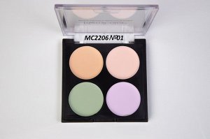 .MC2206№01 MERRYCOLOR MAKEUP Палетка консилеров для лица жидких 4-х цветный (зелен+фиолет)
