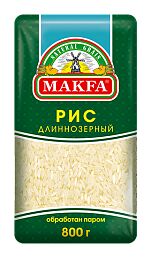 Крупа Макфа фас. Рис длиннозерный шлиф.800г ПРОПАРЕННЫЙ 1/6 полиэт, шт