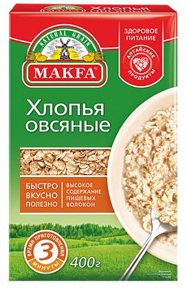 Хлопья Макфа кор. Овсяные 400г 1/12, шт