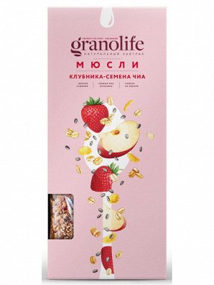 Мюсли - гранола Granolife клубника/семена чиа 400г коробка (1х6) (#20) Россия (шк 0529)