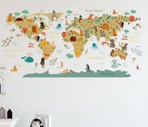 Наклейка интерьерная &quot;Карта мира 2&quot; для детей