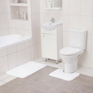 Набор ковриков для ванной и туалета Доляна «Пушистик», 2 шт: 40×50, 50×80 см, цвет белый