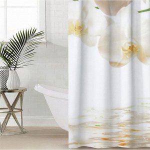 Штора для ванной комнаты Доляна «Орхидея над водой», 180x180 см, полиэстер