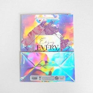 Пакет подарочный голографический, упаковка, «Enjoy every moment», 18 х 23 х 10 см