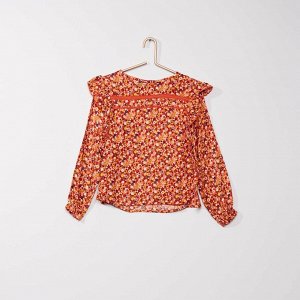 Блузка с цветочным рисунком - оранжевый