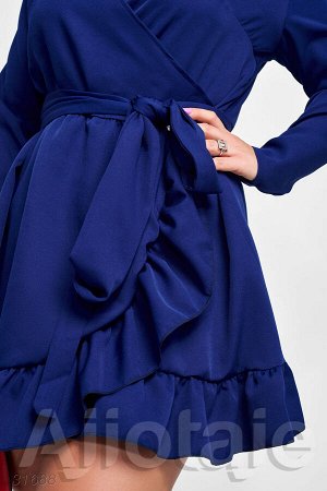 Платье мини с запахом синего цвета