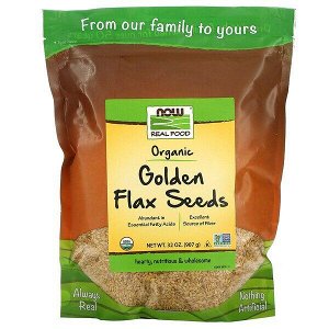 Now Foods, Real Food, Organic Golden Flax Seeds, 32 oz (907 g)