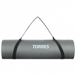 Коврик для йоги TORRES SOFT, NBR (синт. каучук), 181 х 61, толщина 1 см, цвет серый