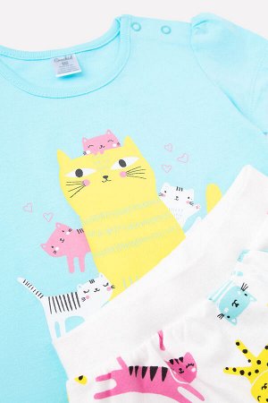 Комплект(Весна-Лето)+baby (аквамарин, цветные котята)