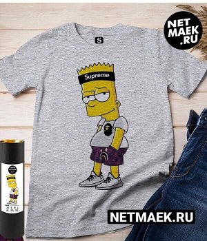 Футболка bart simpson, цвет серый меланж