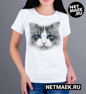 Женская футболка с кошечкой, цвет белый