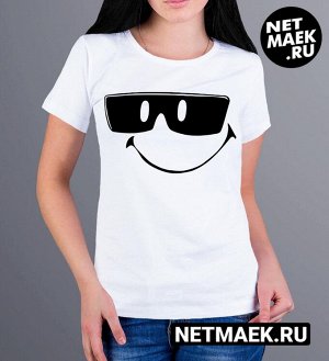Женская футболка смайл в очках, цвет белый