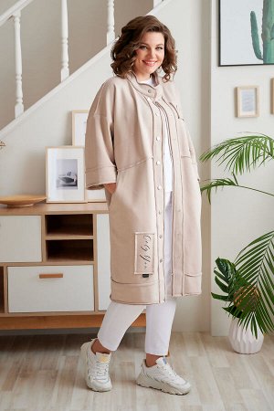 Пальто Пальто Rumoda 2019 бежевый 
Состав: Хлопок-90%; Эластан-10%;
Сезон: Весна
Рост: 164

Кардиган женский прямого силуэта из трикотажной ткани (двунитка-футер). На полочке и спинке расположены дек