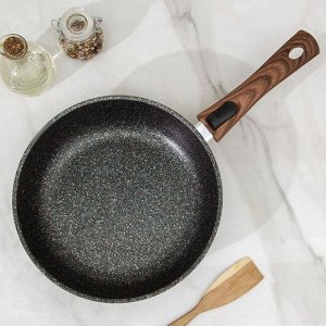 Сковорода KUKMARA Granit ultra, d=26 см, стеклянная крышка, съёмная ручка, антипригарное покрытие