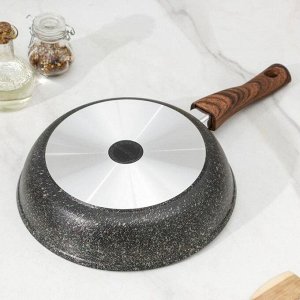 Сковорода KUKMARA Granit ultra, d=26 см, стеклянная крышка, съёмная ручка, антипригарное покрытие