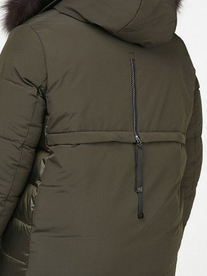 Куртка зимняя женская молодежная цвета хаки 92-955_8Kh