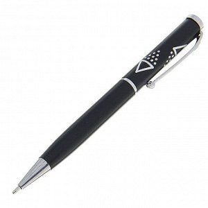 Ручка шариковая, подарочная, поворотная, в пластиковом футляре, чёрная с серебристыми вставками, "Стиль"